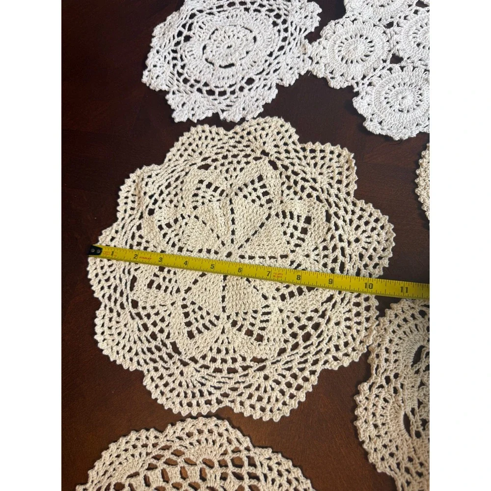 Vintage Hand Crochet Doily Lot  White Cream Lace Floral Cottagecore Boho